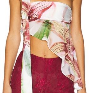 Jaded London Floral Strapless Asymetrical Top